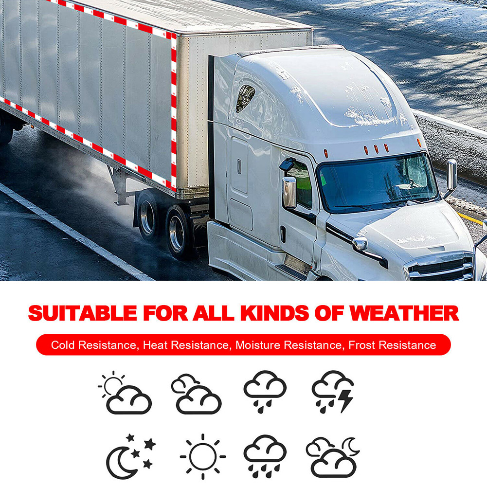 2"x50' Reflective Stickers Red&amp;White Conspicuity Tape Trailer Safety Warning Car Truck Exterior Accessories Trim Decoration