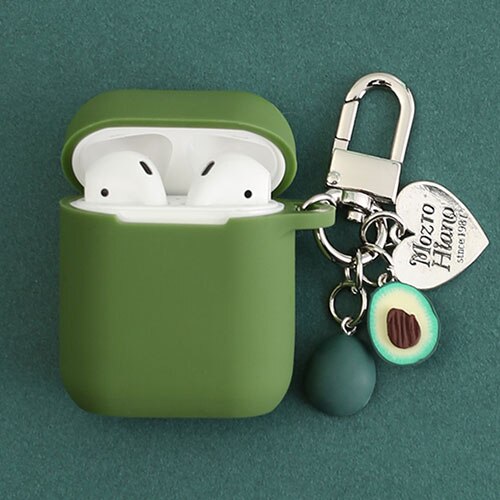 Grön avokado dekorativt silikonfodral för apple airpods bluetooth hörlurstillbehör för  i10 skyddspåsar nyckelring: Stil b