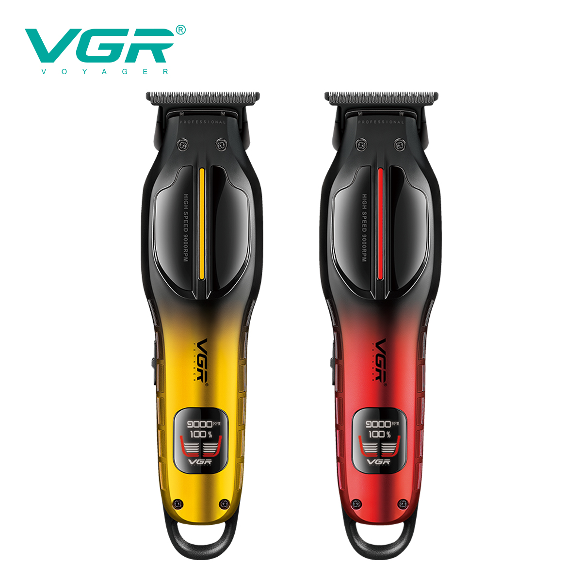 VGR Hair Trimmer Hair Cut Machine Electric Barber Adjustable Clippers 9000RPM TFT-LCD Display Trimmer for Men V-026