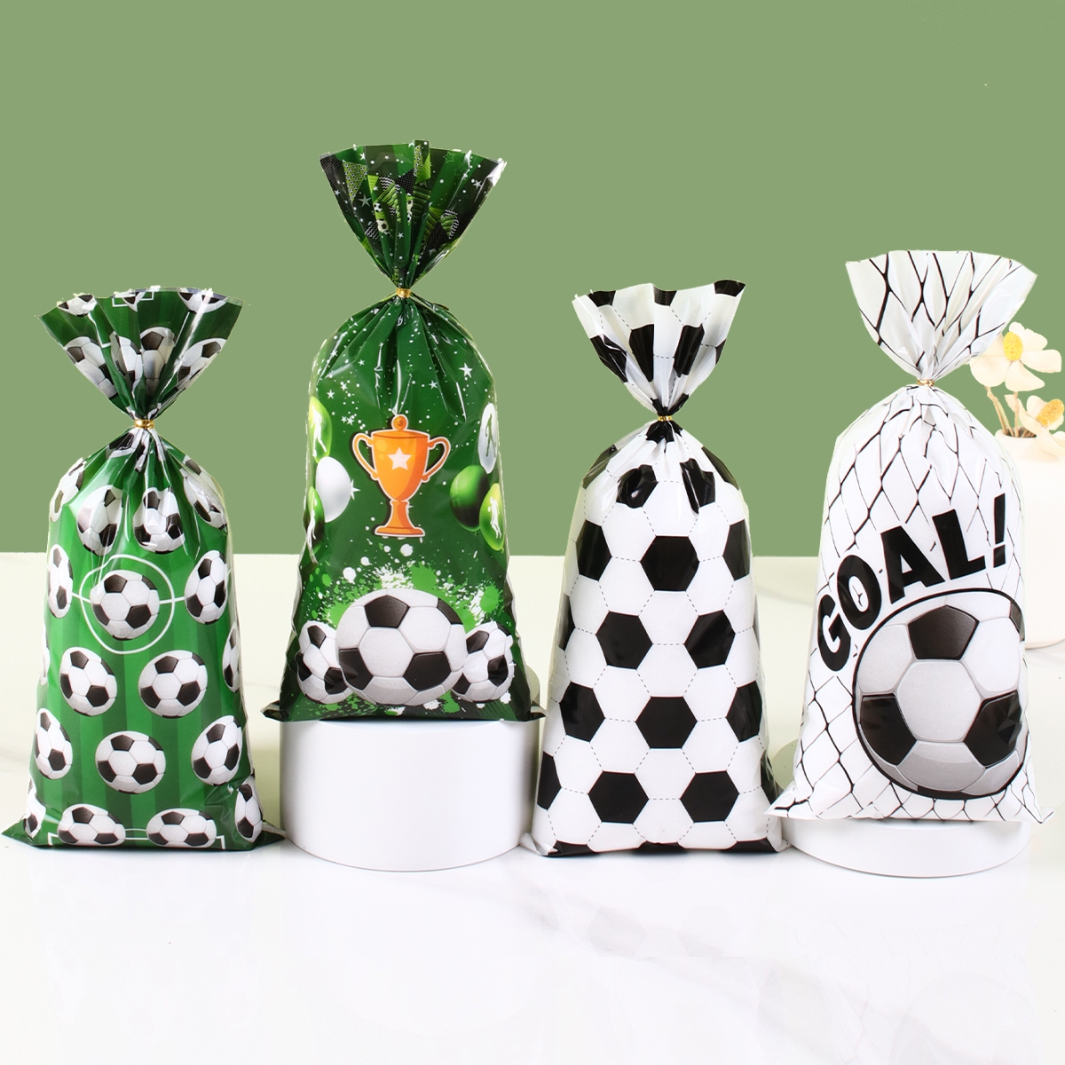 Bolsas para envolver dulces con tema de fútbol, bolsa de de fútbol, bolsa de galletas, bolsas de recuerdo de para niños, decoración de de cumpleaños, 25/50 Uds.