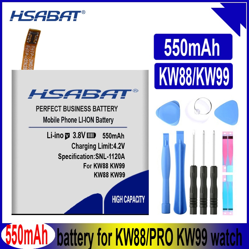 Hsabat KW88 550 Mah Batterij Voor Kingwear Smart Horloge KW99 KW88 KW88 Pro Batterijen