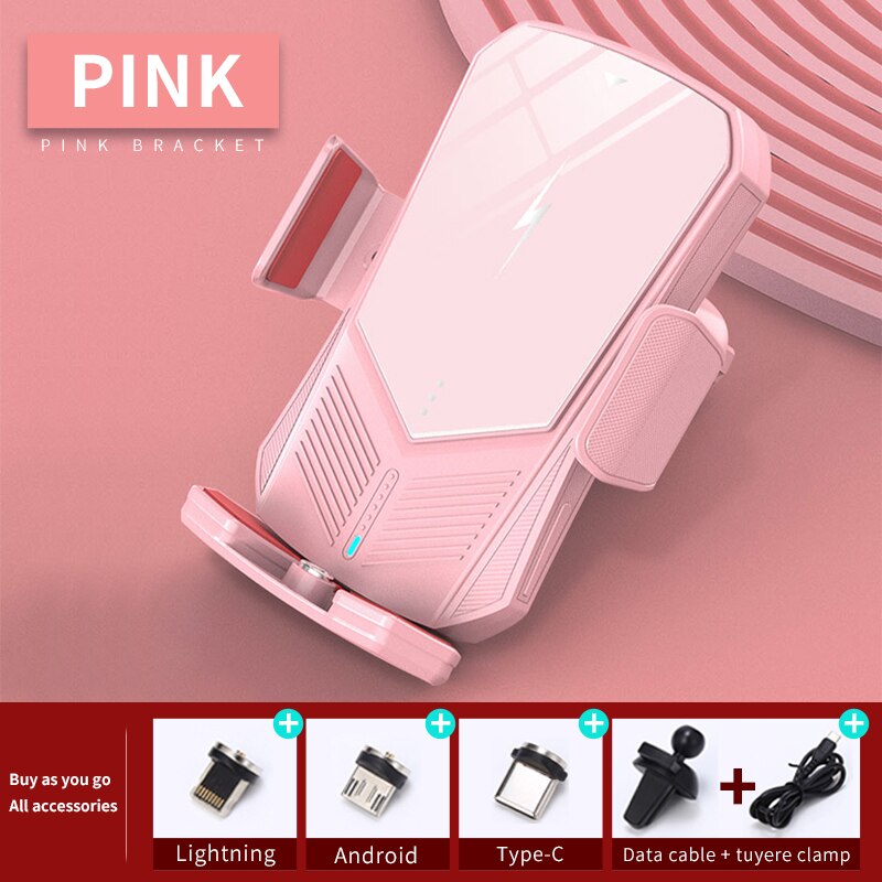 30w bil trådløs lader for iphone caseier auto rask trådløs lading billader for iphone 11 x xr  xs 8 samsung  s10 s9 s20: Rosa