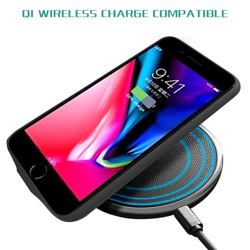 Funda de batería inalámbrica para móvil, carcasa de carga inalámbrica Qi para iPhone 6 s 6 s 7 8 Plus