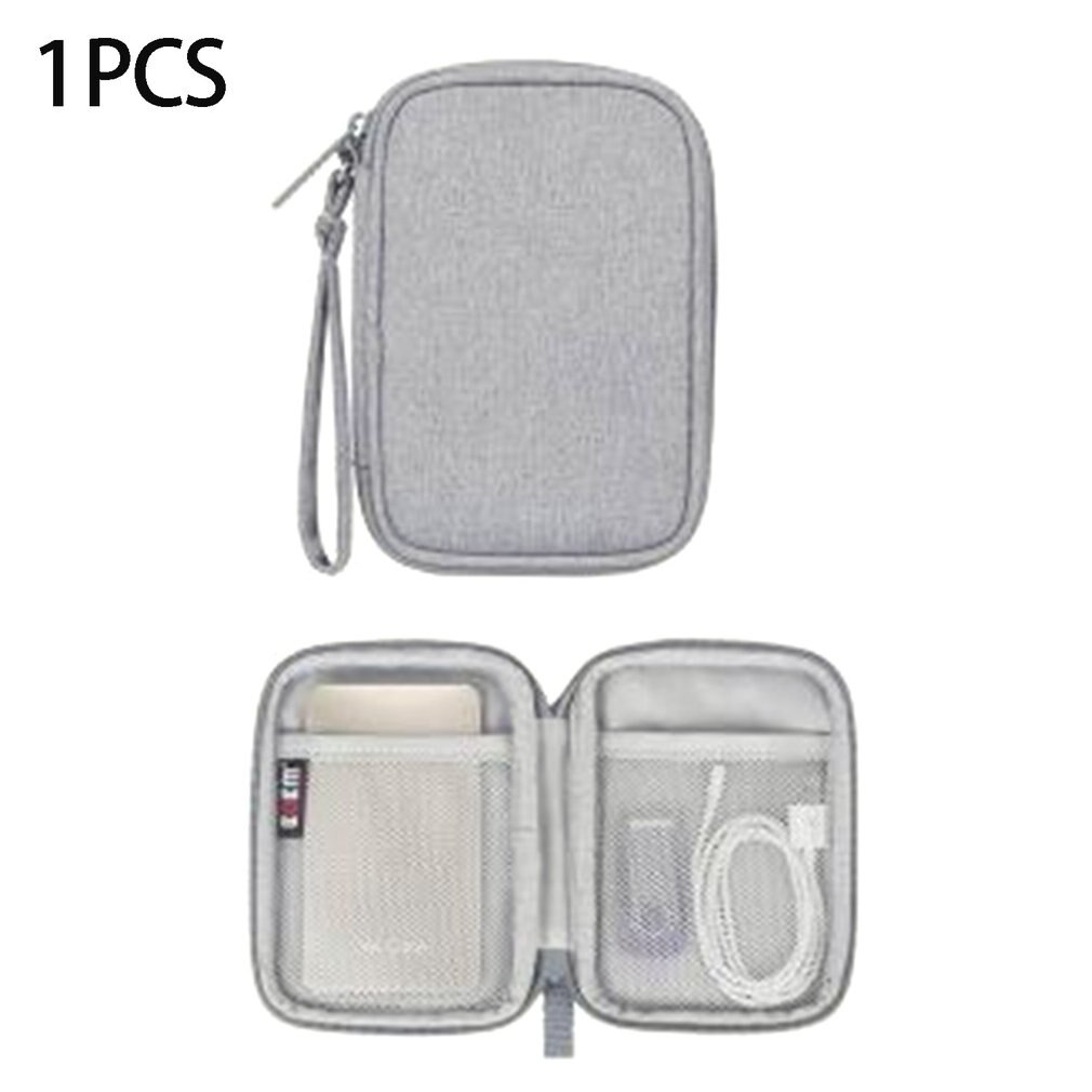 Digital Storage Bag Data Cable Headsets Bag Portable Mobile Hard Disk Storage Bag Travel Storage Desktop Storage: gray single layer