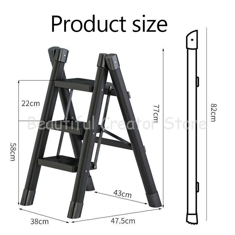 Escalera plegable para el hogar, escaleras de 2/3 escalones para el hogar, Mini escalera plegable, escaleras, escalera plegable portátil para el hogar: Rojo