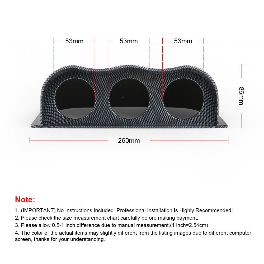 Universal Black Carbon Fiber 2 inch 52mm Dash Board Dual Triple Gauge Pod Color Gauge Holder Mount Holder
