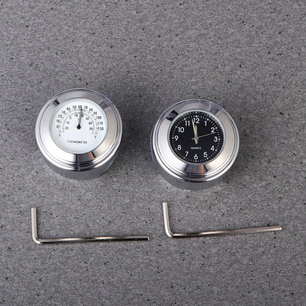 2 Stuks Aluminium Stuur Motorfiets Lichtgevende Horloge Algemene Voertuig Temperatuur Stuur Meter