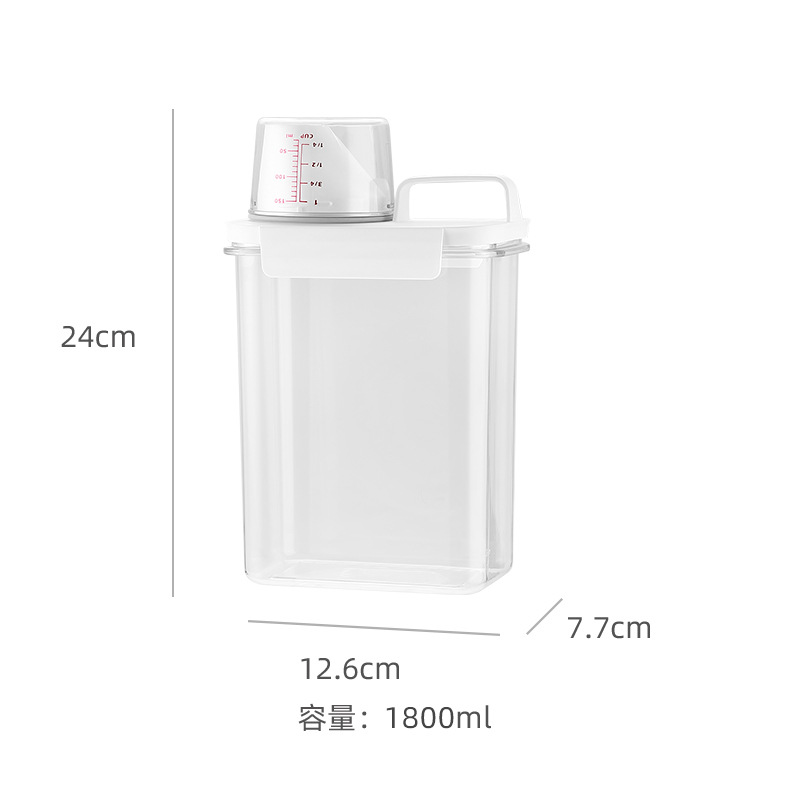 Storage Bucket Washing Powder Laundry Detergent Storage Box Seal Home Measuring Cup Lid Toiletries Storage Three Sizes: Green