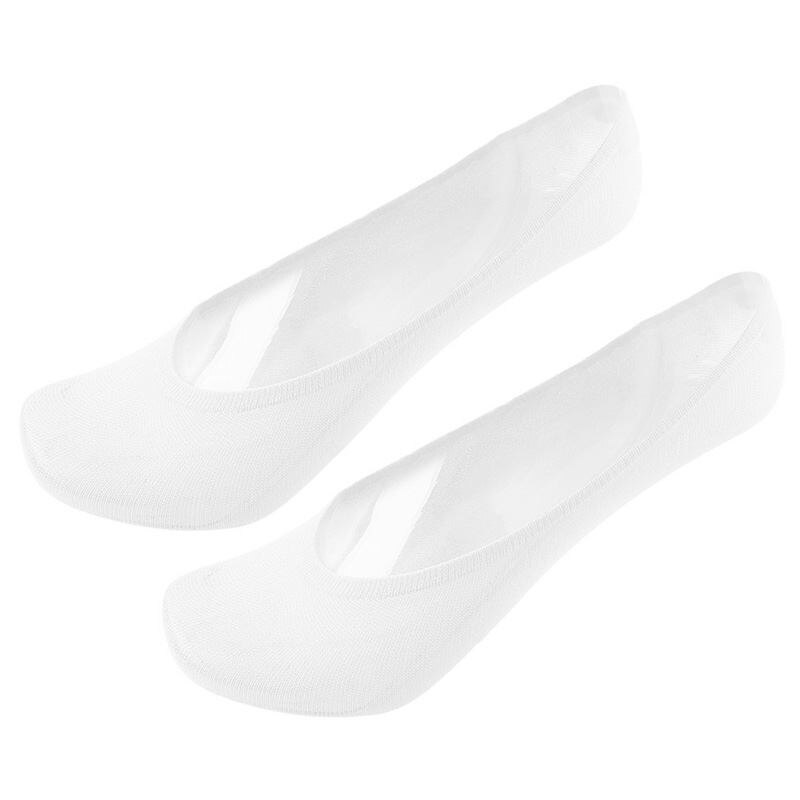 5 par ensfarvede sokker kvinder bådsokker usynlige piger bomuld kvinder forår sommer lavvandede silikone sok tøffel: Hvid