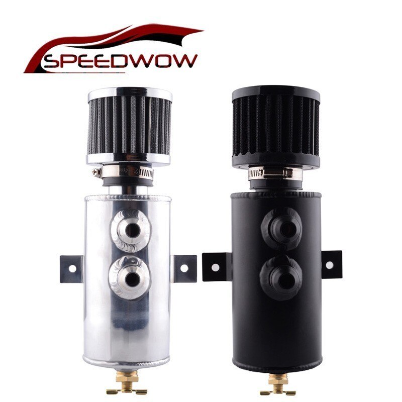 SPEEDWOW 0.75L Cylinder Oil Catch Reservoir Tank Can Breather Kit Oil Catch Can Breather Oil Tank With Filter