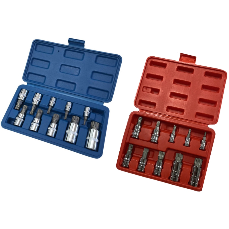 XZN-Juego de enchufes de punta cuadrada Triple, 10 piezas, , a prueba de manipulaciones con estuche, Kit de herramientas automotrices de