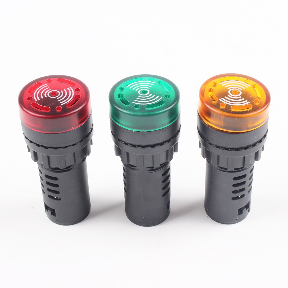 1pc 12V 24V 220V 22mm Flash Signal Light colorful AD16-22SM Red LED Active Buzzer Beep Alarm Indicator Red Green Yellow
