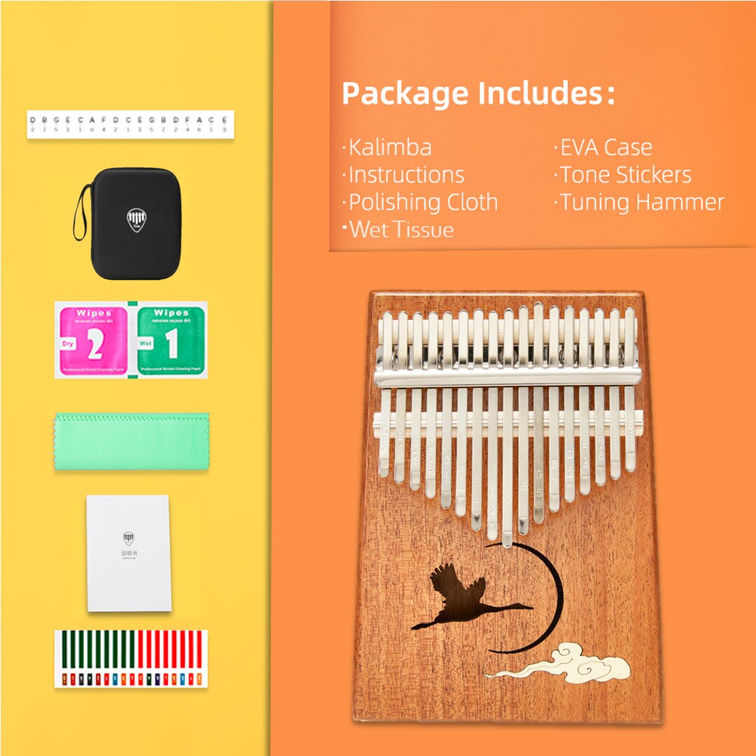 TOM 17 Key Kalimba - Classic Handmade Mahogany Thumb Piano with EVA Case as for Kids, Adults Beginners (TY-2)