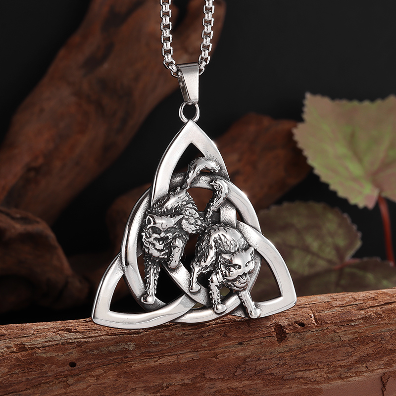 Collier classique Vintage Ouroboros Trinity, pendentif amulette à nœud celtique nordique pour hommes et femmes, bijoux de déclaration: Rose
