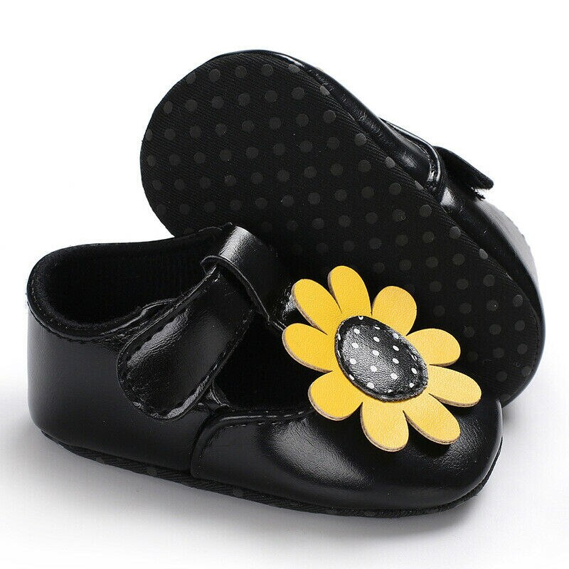 Newborn Baby Girl Sandals Leather Shoes Sunflowers Cute Shoes