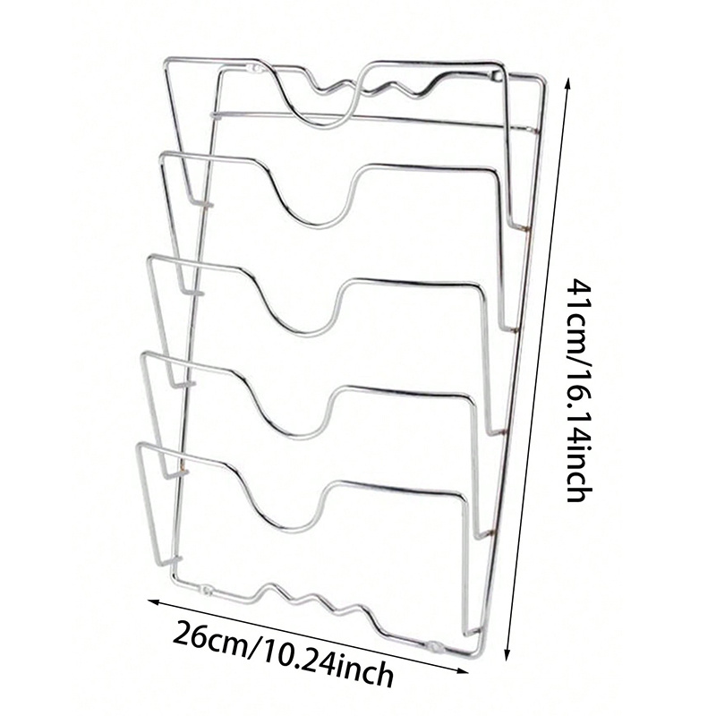 Organizador de cozinha rack de parede pendurado pote capa rack de cinco camadas pote tampa de metal ferrugem-livre multifuncional rack pote tampa rack de armazenamento: Default Title