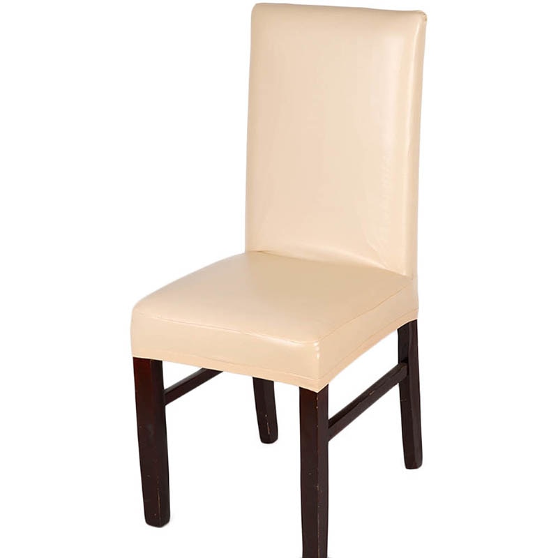 DIDIHOU 1pc PU Lederen Stoel Seat Cover Home Waterdicht En Oilproof Stoel Kussenovertrekken Cover Stretch Eetkamerstoel Thuis Decoratieve: beige