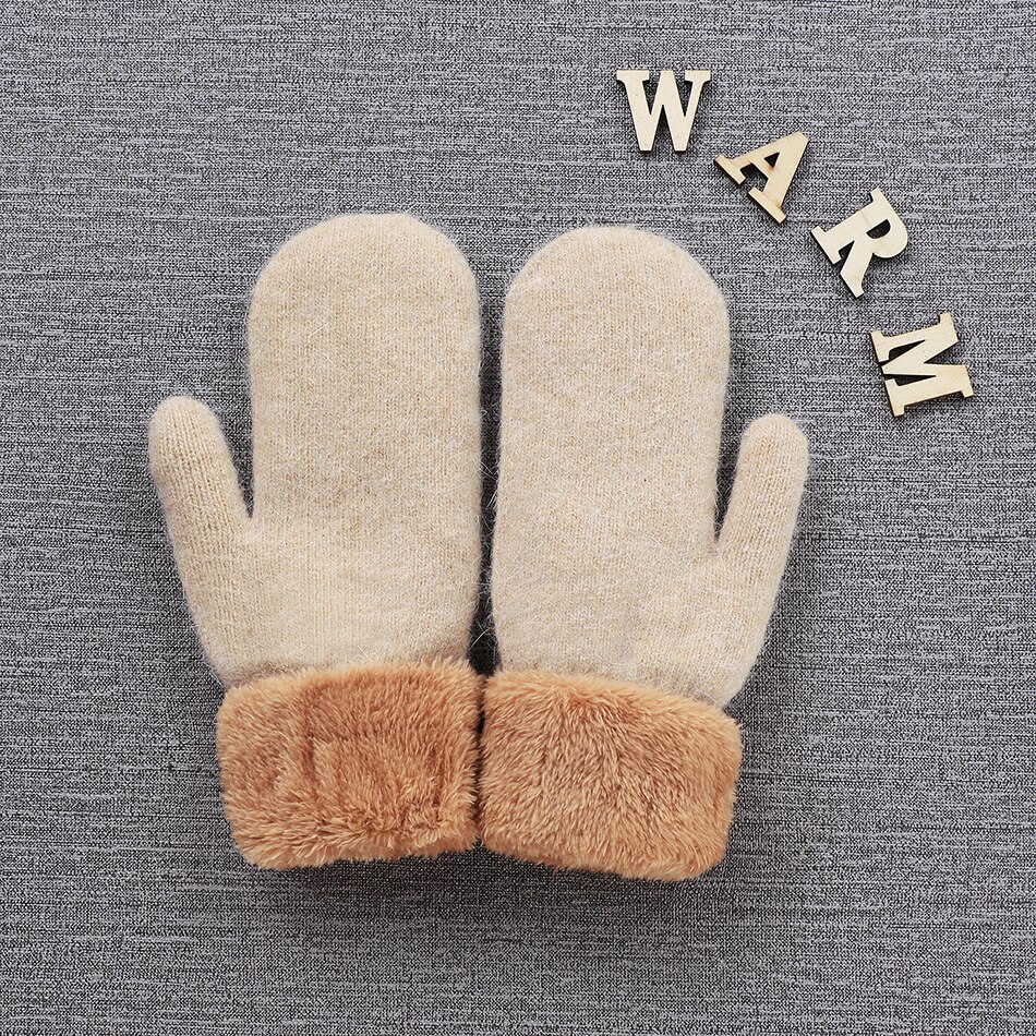 Winter Handschuhe für Große Mädchen warm Outwear Fäustlinge Erwachsenen betroffen Vlies Handschuhe Teenager freundlicher Anti Kalt Zubehör Schwarz Grau Beige: F