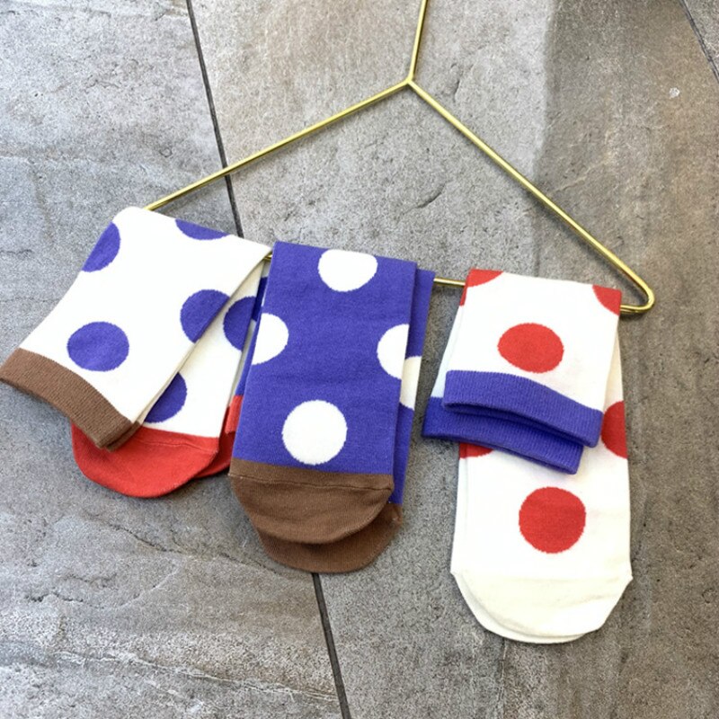 3 Pairs Kids Sokken Koreaanse Dunne Lente Herfst Polka Dot Katoen Knie Hoge Kinderen Sokken Voor 2-12 jaar Jongens En Meisjes: Blauw