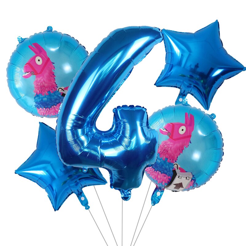 5Pcs Cartoon Pinata Videro Game Folie Ballon Cartoon Dier Alpaca Lama Ballon Bruiloft Baby Shower Verjaardag Party Decor Globos: MULTI