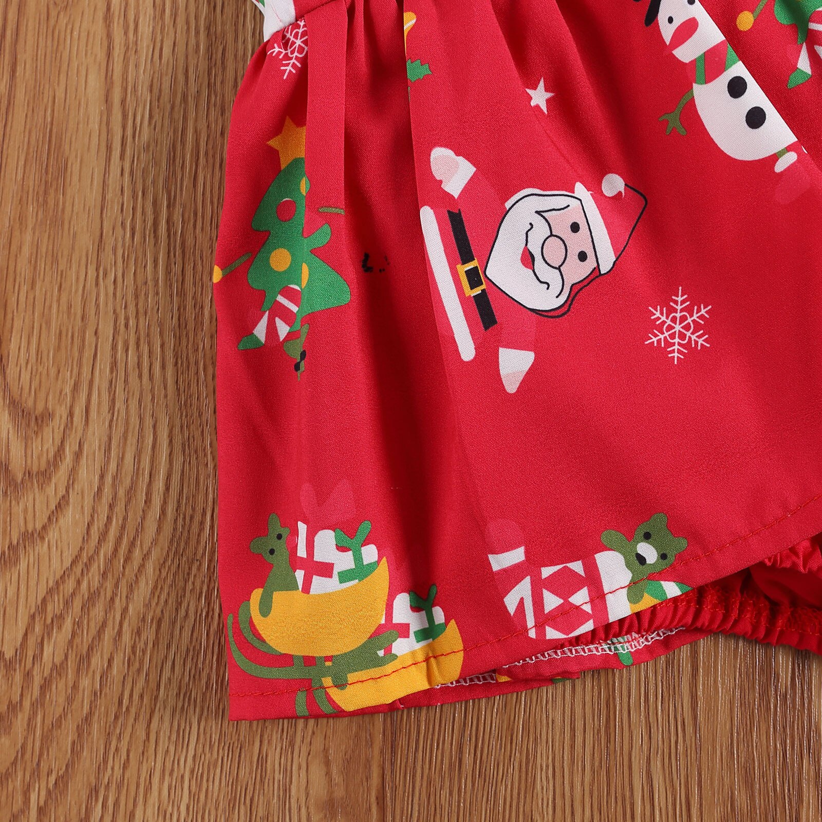 Kerst Baby Baby Meisjes Jongens Romper Jurk Kanten Ruches Korte Mouwen Cartoon Print Jumpsuits Hoofdband 0-24M