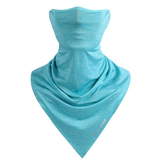 WEST BIKING Summer Breathable Cycling Face Mask Ice Fabric Bicycle Bandana Headwear Triangle Neck Scarf Fitness Sport Face Mask: Blue