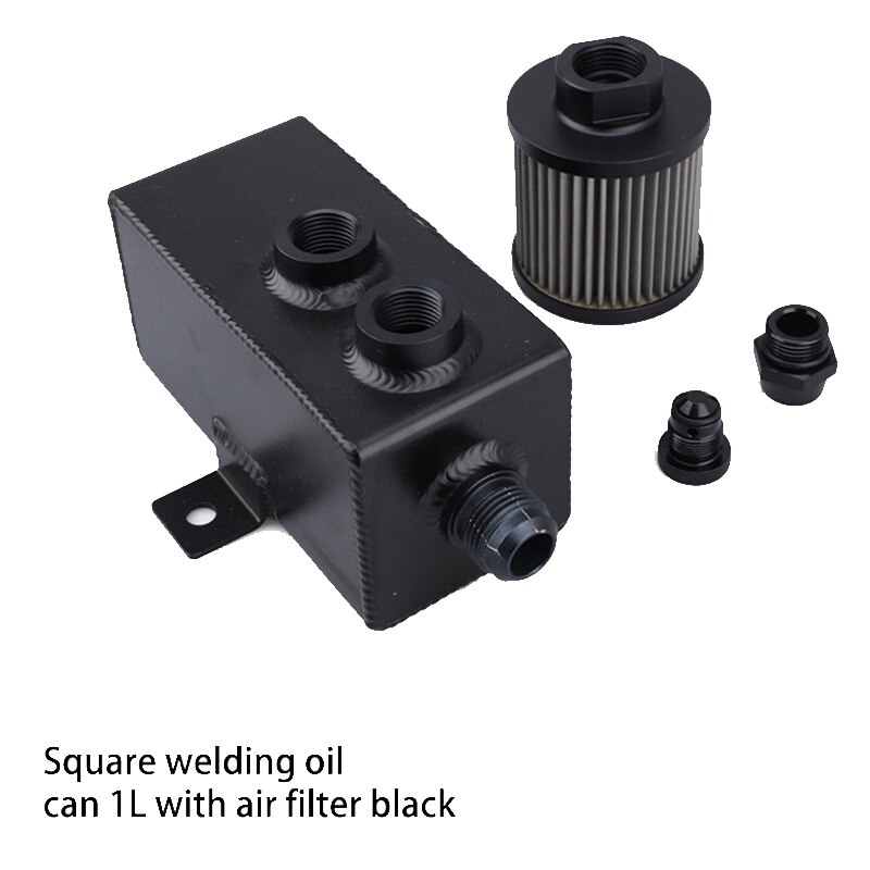 1L Aluminum Universal Oil Catch Can Tank Engine Oil Catch Can Tank with Breather & Filter Drain Car Modification: Default Title