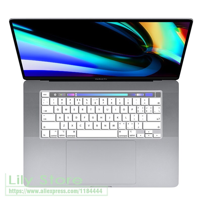 For MacBook Pro 16 inch Keyboard Cover A2141 with Touch Bar KeyBoard cover Skin Protector for Apple Mac 16'' A 2141: white