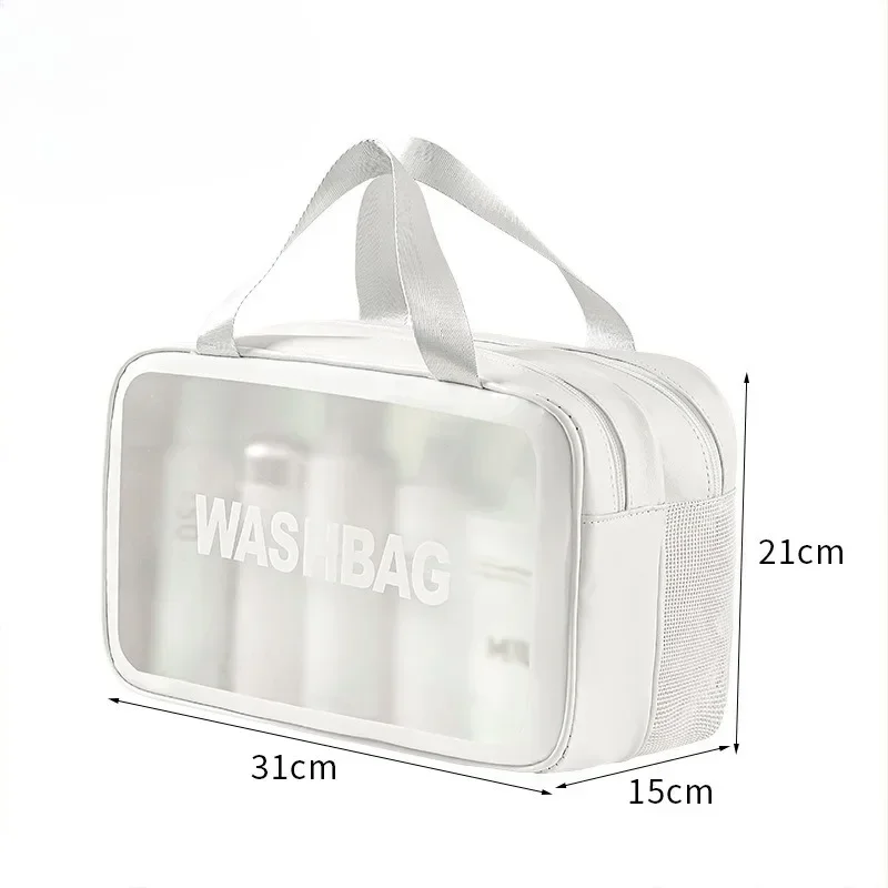 Thick Dry-Wet Separation Partition Toiletry Bag Portable Double-Layer Cosmetic Storage Bag for Travel, Beach, Pool Bathing: Ivory