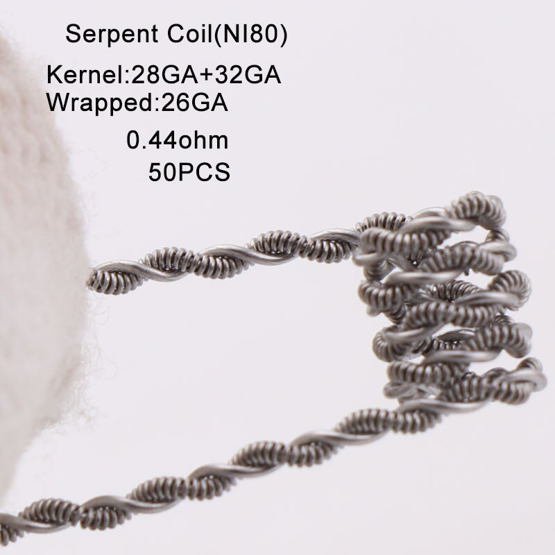 XFKM NI80 50 stks/pak Giant juggernaut coils Seper juggernaut Clapton coil Alien taiji super Clapton Verwarming Weerstand rda coil: Serpent-coil-n80-50