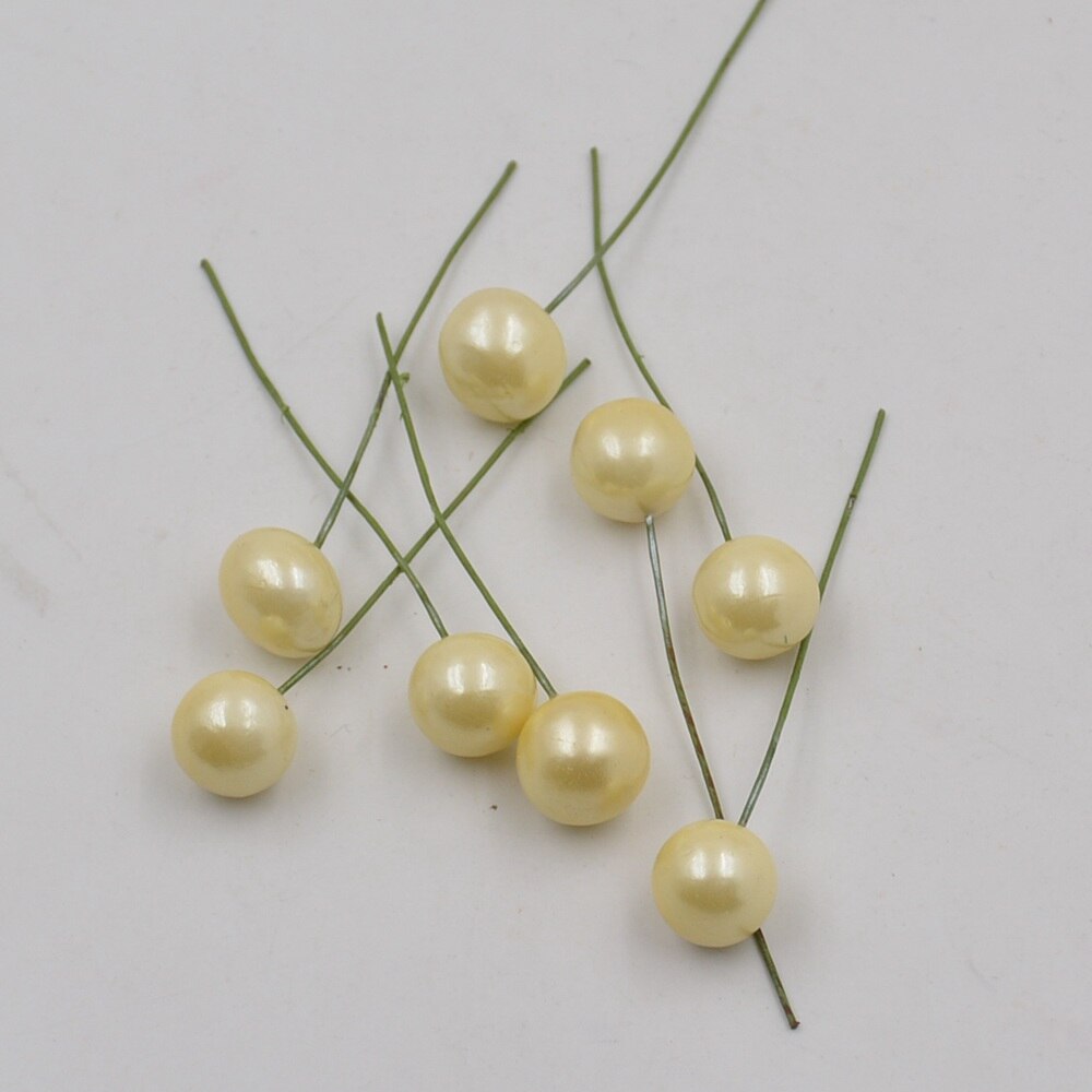 Perles en plastique, 40 pièces, fleurs de baca, étamine artificielle, pour décoration de mariage, bricolage, Scrapbooking, couronne décorative, fleurs de pistel: Milk white