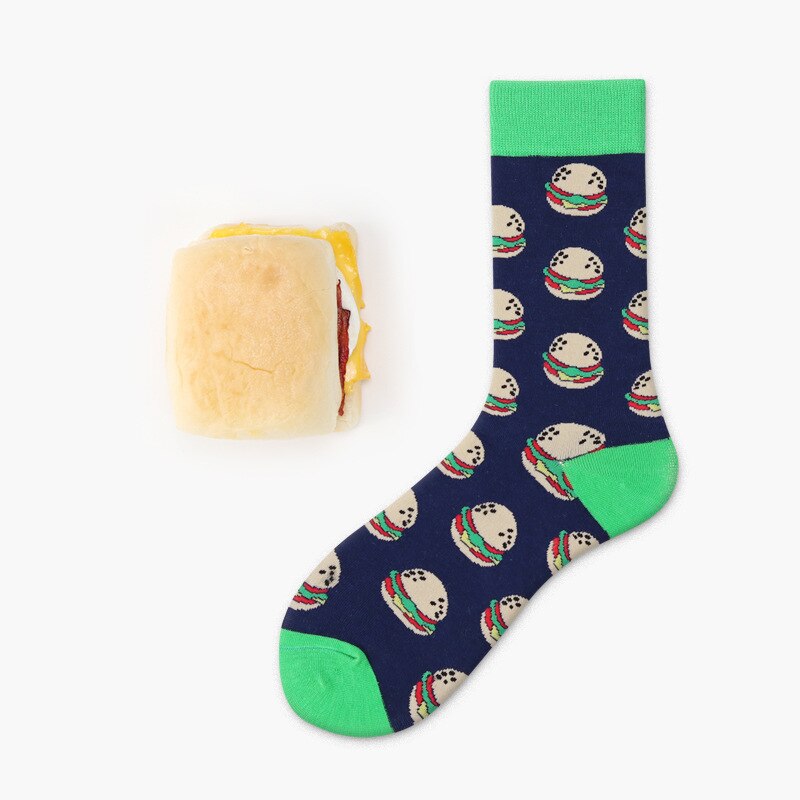 Unisex hoge kousen sokken dames heren fruit vrolijke grappige crew sokken avocado appel ei patroon kleurrijke katoenen zachte sokken: Cyms -4