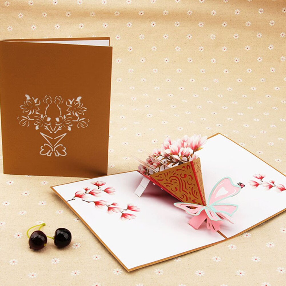 3D Pop Up Cards Flower Bouquet Greeting Card Anniversary Mothers Day Valentine Birthday Christmas Cards For Mom Sympathy