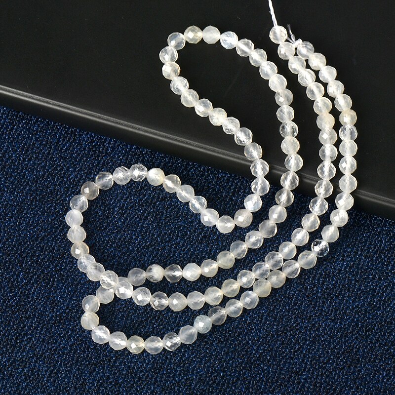 Transparant licht witte kralen met wit glanzend snijvlakken 3mm-2mm Wit maanlicht Steen losse kralen
