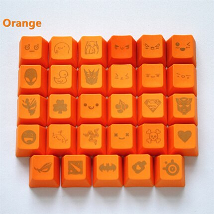 11 colors 29 Engraving graphics DIY PBT keycaps OEM R4 cherry MX switch mechanical keyboard keycap: Orange