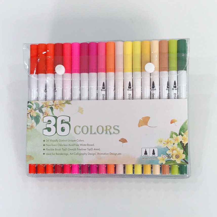 60 Pcs Colour Pens Marker, Dual Tip Brush Pens Art Markers Fineliner WaterColor Drawing Pens for Adult Colouring Books,Sketching: 36 colors maker