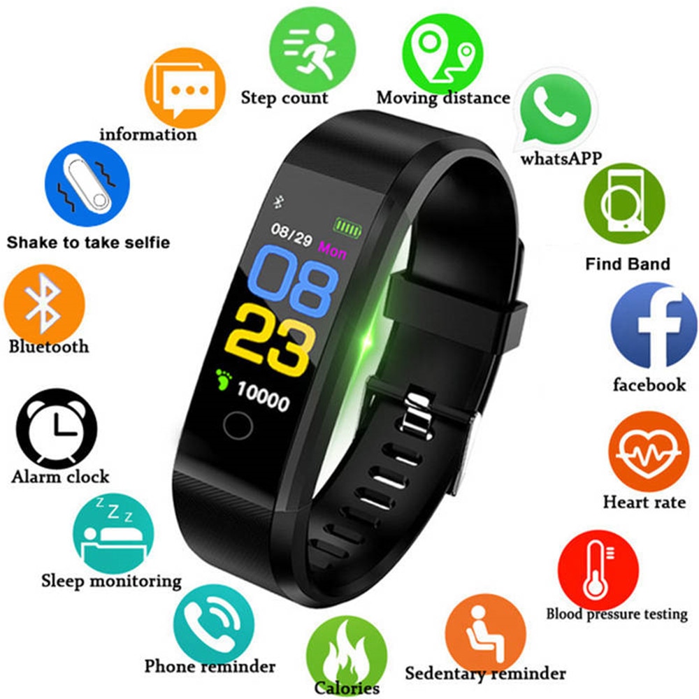 Smartwatch 115 Plus - Opaska Fitness z Monitorem Tętna i Ciśnienia Krwi - Kolorowy Wyświetlacz LCD