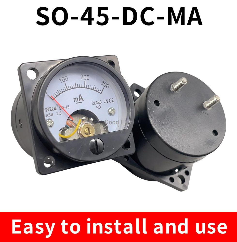 SO-45 DC MA 1MA 5MA 50MA 100MA 300MA 500MA 12,5 Genauigkeit DC 0-100mA Amperemeter Klasse Rundes Analog Panel Meter Schwarz