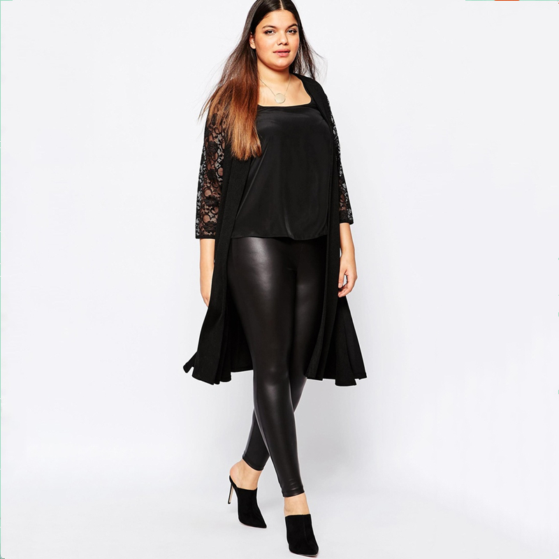 Plus Size Kant Mouw Stofdoek Jas Vrouwen Effen Zwart Lange Losse Lente Herfst Open Voorzijde Elegante Casual Vest 6XL 7XL