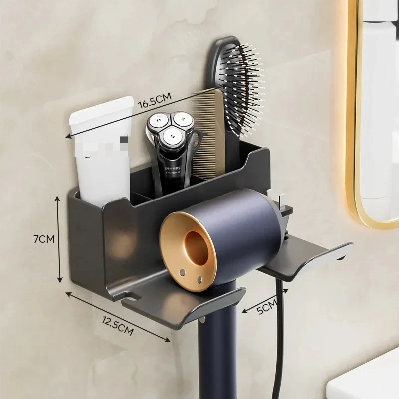 Aan de muur gemonteerde föhnhouder Drogerwieg Stijltang Stand Organizer Box Toiletventilatorhouder Plank Badkameraccessoires: Rood