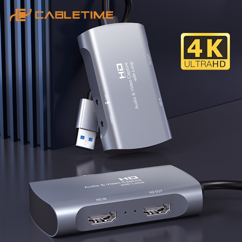 CABLETIME USB 3.0 4K HDMI karta przechwytująca robić portu USB HD 1080P HDMI pętla robić nagrywania wideo na żywo C386