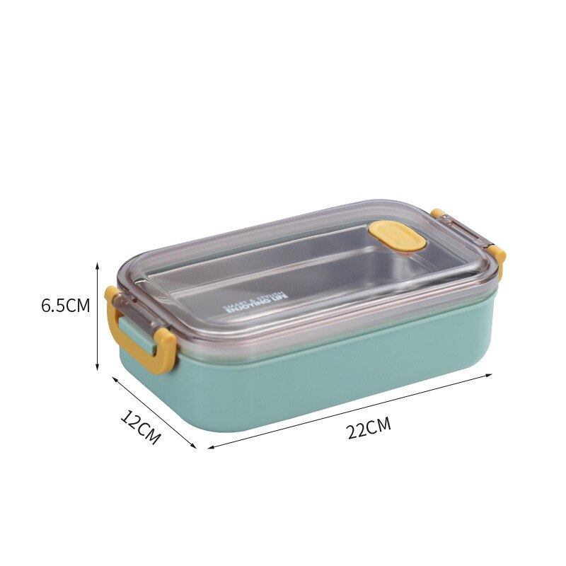 304 rustfrit stål termisk frokost kasse kontorarbejder bento boks enkelt/dobbelt lag studerende børn mad opbevaring container butik: Grøn -1
