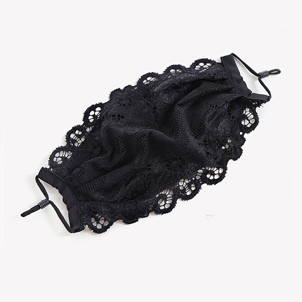 25 # Dames Zwarte Bloem Borduren Kant Masker Verstelbare Wasbare Herbruikbare Outdoor Mesh Dunne Ademende Zwarte Маски Для Лица Защи