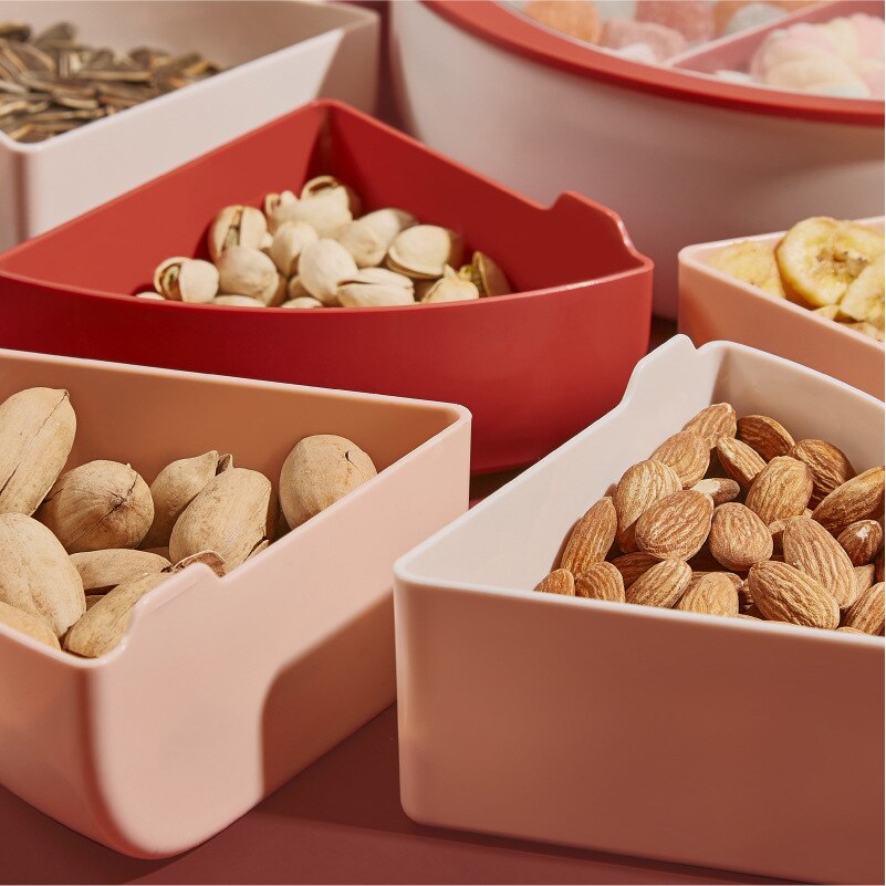 Plastic Lazy Fruit Dish Snack Box Candy Tray Food Storage Box Wedding Candy Plates Dried Fruit Organizer Combination Storage