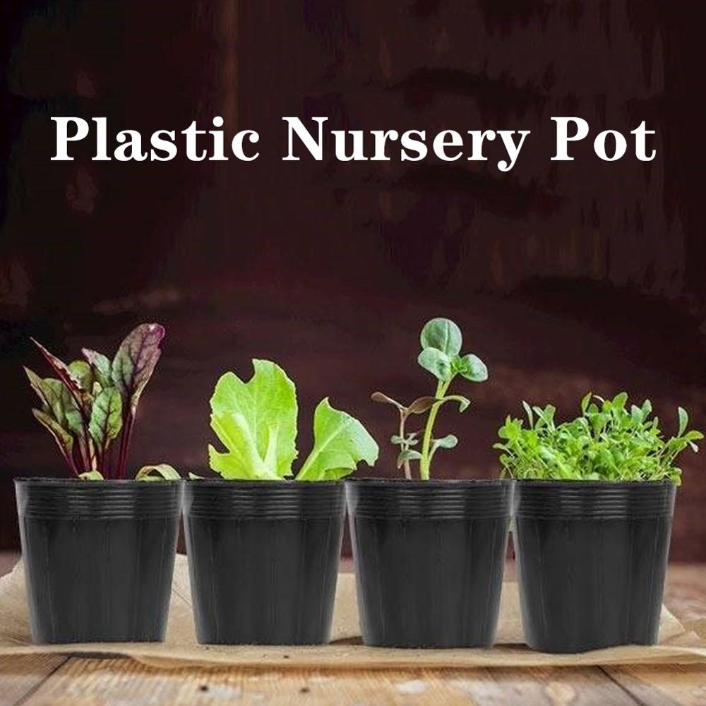 Redondo nutricional preto plástico berçário potes mudas plantas potes jardim para casa transplante vasos de plantas 100 pces