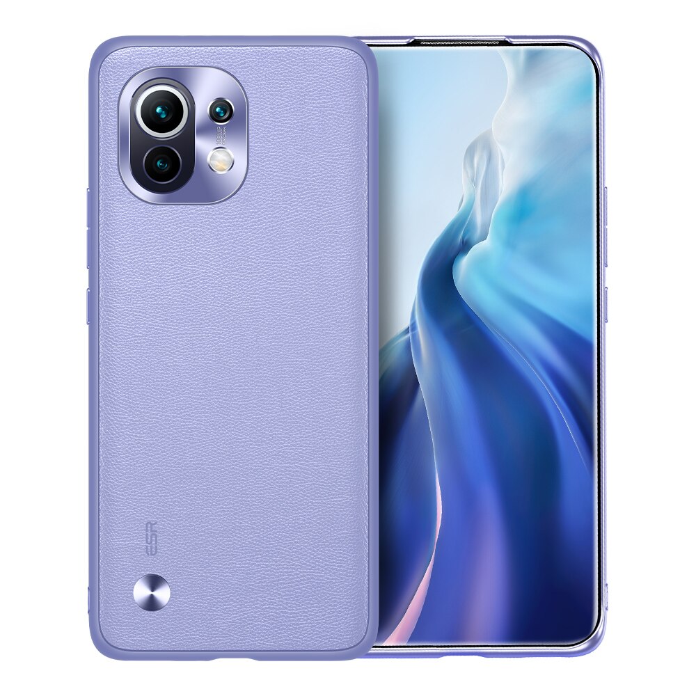 Esr Leather Case Voor Xiaomi 11 Back Cover Voor Mi 11 Luxe Telefoon Case Voor Xiaomi 11 Volledige Cover Siliconen bumper Case Shockproof: Purple