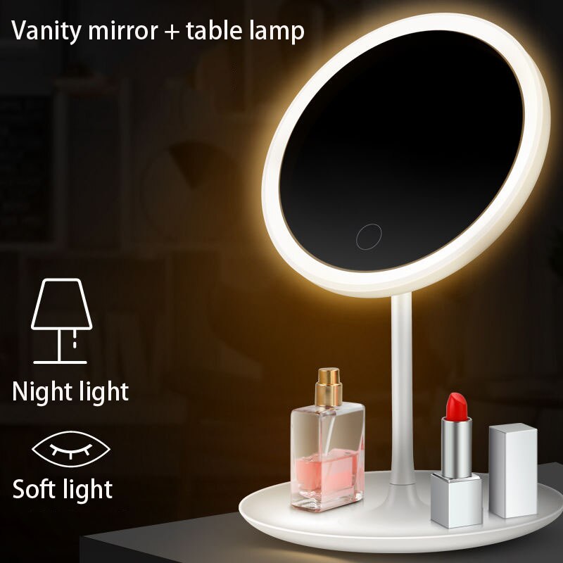 LED cosmetic mirror desk with lamp dormitory dressing mirror easy to fill with light makeup mirror