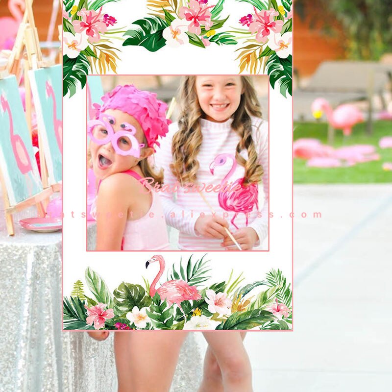 Flamingo papirramme fotoboks rekvisitter sommer hawaiiansk tropisk bryllupsdekoration brude brusebad festlige forsyninger