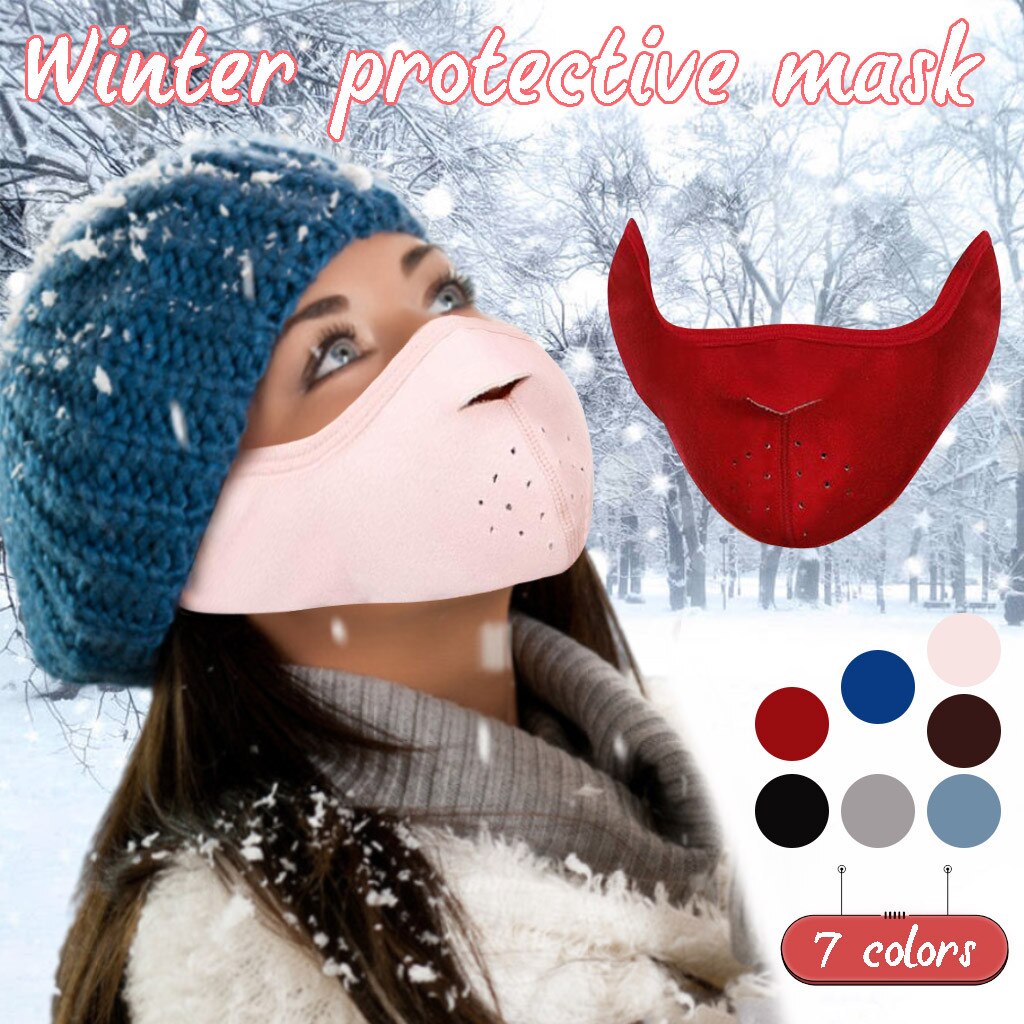 1PCAdult Cycling Face Covering Solid Color Winter Two-in-one Earmuffs Warm Mask Dustproof Coldproof Riding Mask Mascarillas