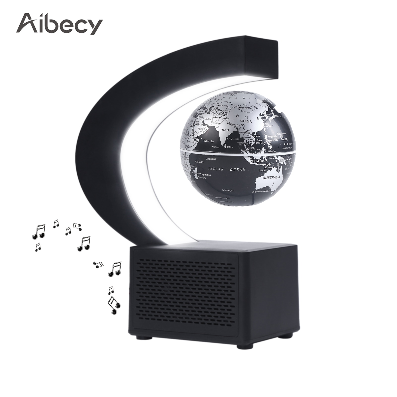 Aibecy Magnetic Floating Globe BT Speaker 3.5 Inch Leviation World Map Globe Levitating Rotating Earth Ball with LED